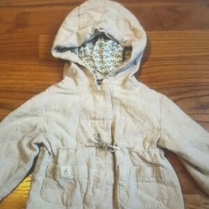 Cream Hooded Jacket with Floral Lining